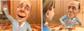 Due immagini di Berlusconi nel programma sulla TV russa